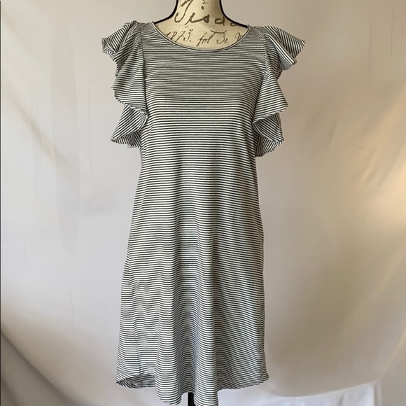 J. Crew Sz XS Striped Cotton Dress w/ Ruffles. - Picture 1 of 6
